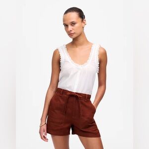 Madewell 100% Linen Pull-On Drawstring Shorts in Henna Red NU669 Women’s XS